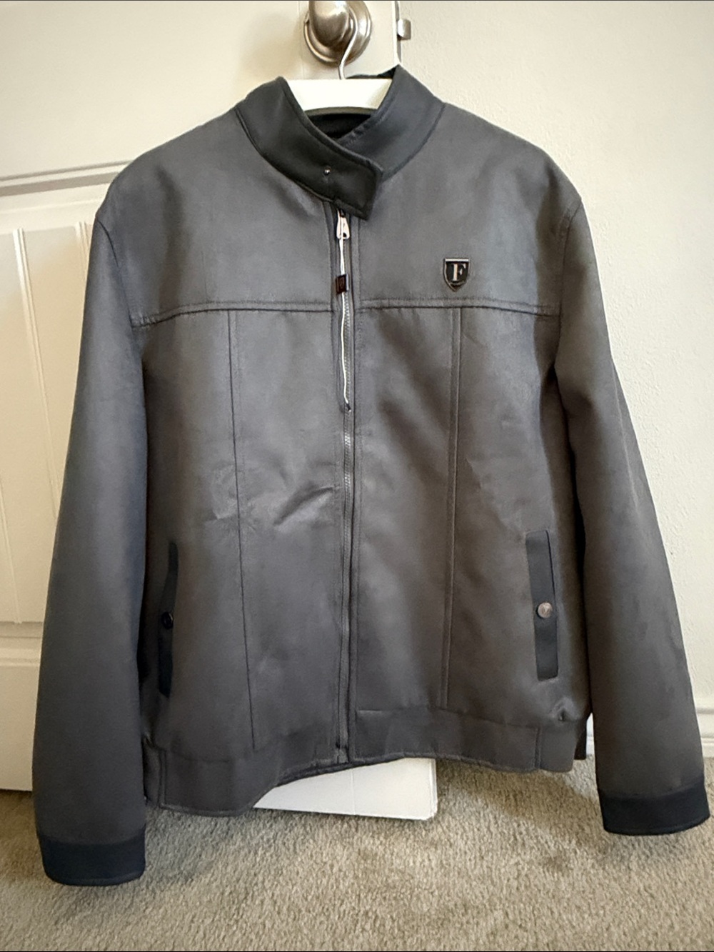 FERRARI F COLLECTIONS SUEDE LETHER JACKET XXL, GREY